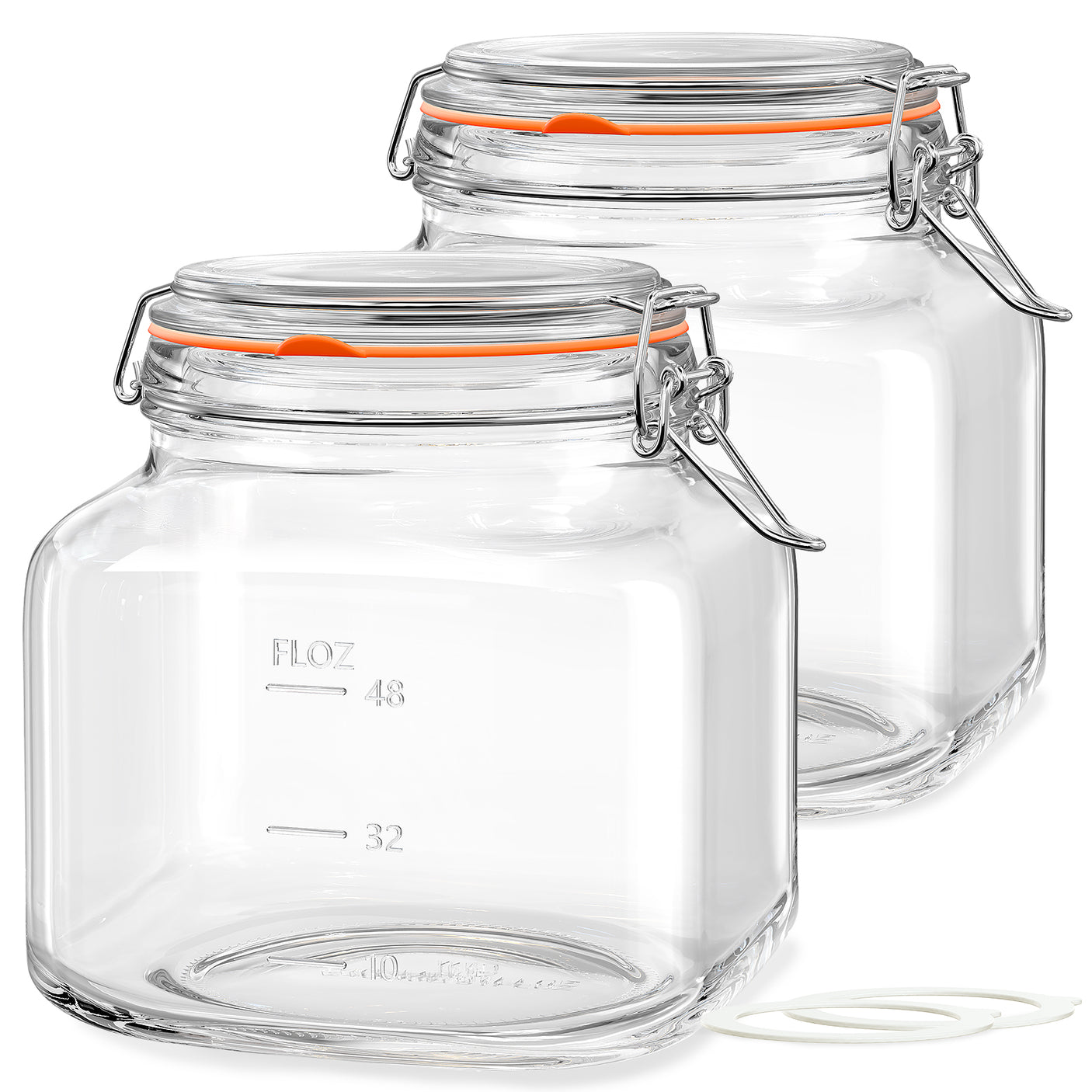 2 Pcs 82oz Glass Jars with 100% Airtight Clipped Lid