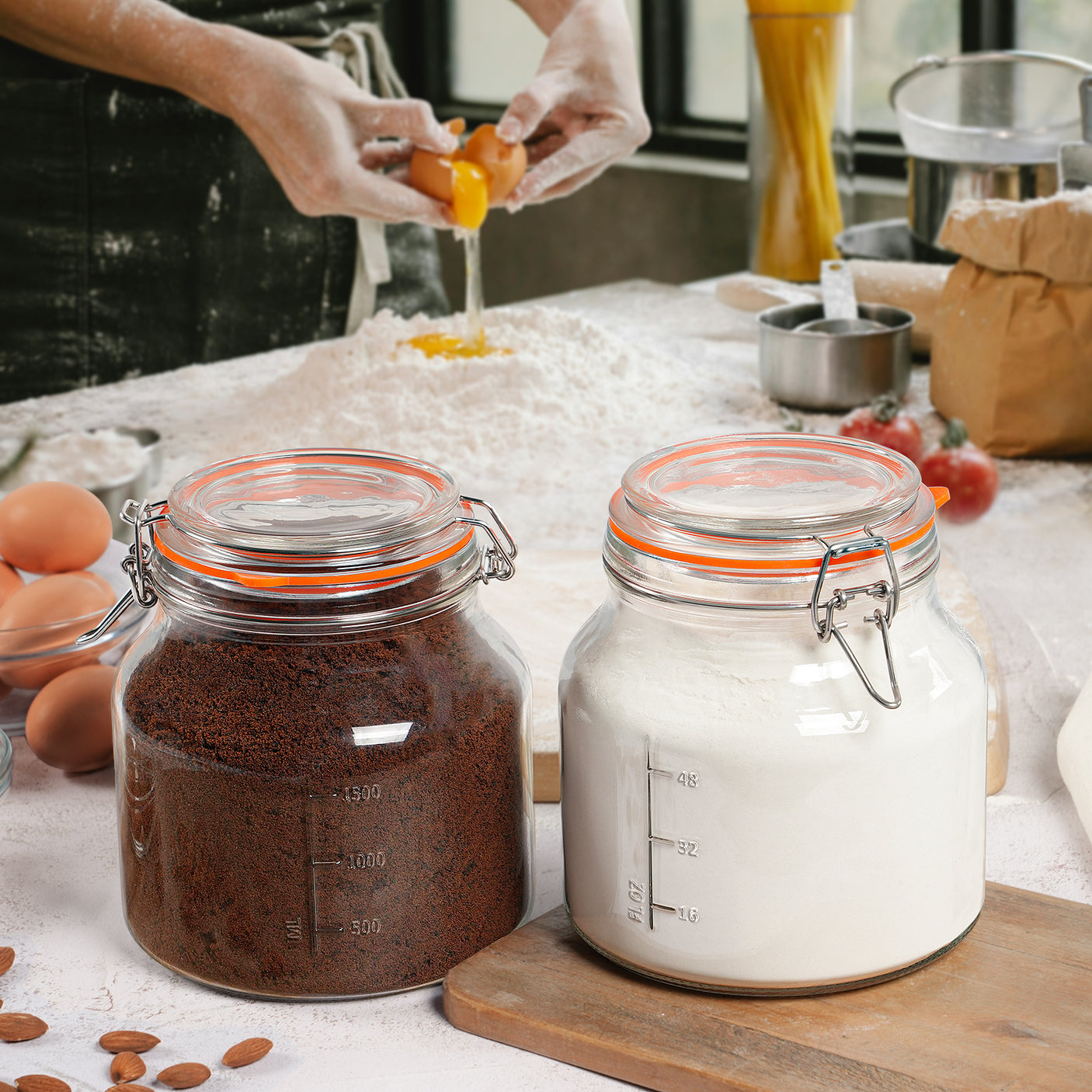 2 Pcs 79oz Glass Jars with 100% Airtight Clipped Lid