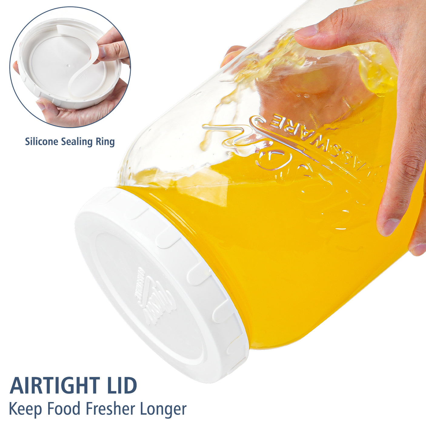 2 Pcs 1 Gallon Super Large Mason Jar with Airtight Screw Lid