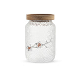 Handmade Plum Flower Glass Jar with Wooden Lid