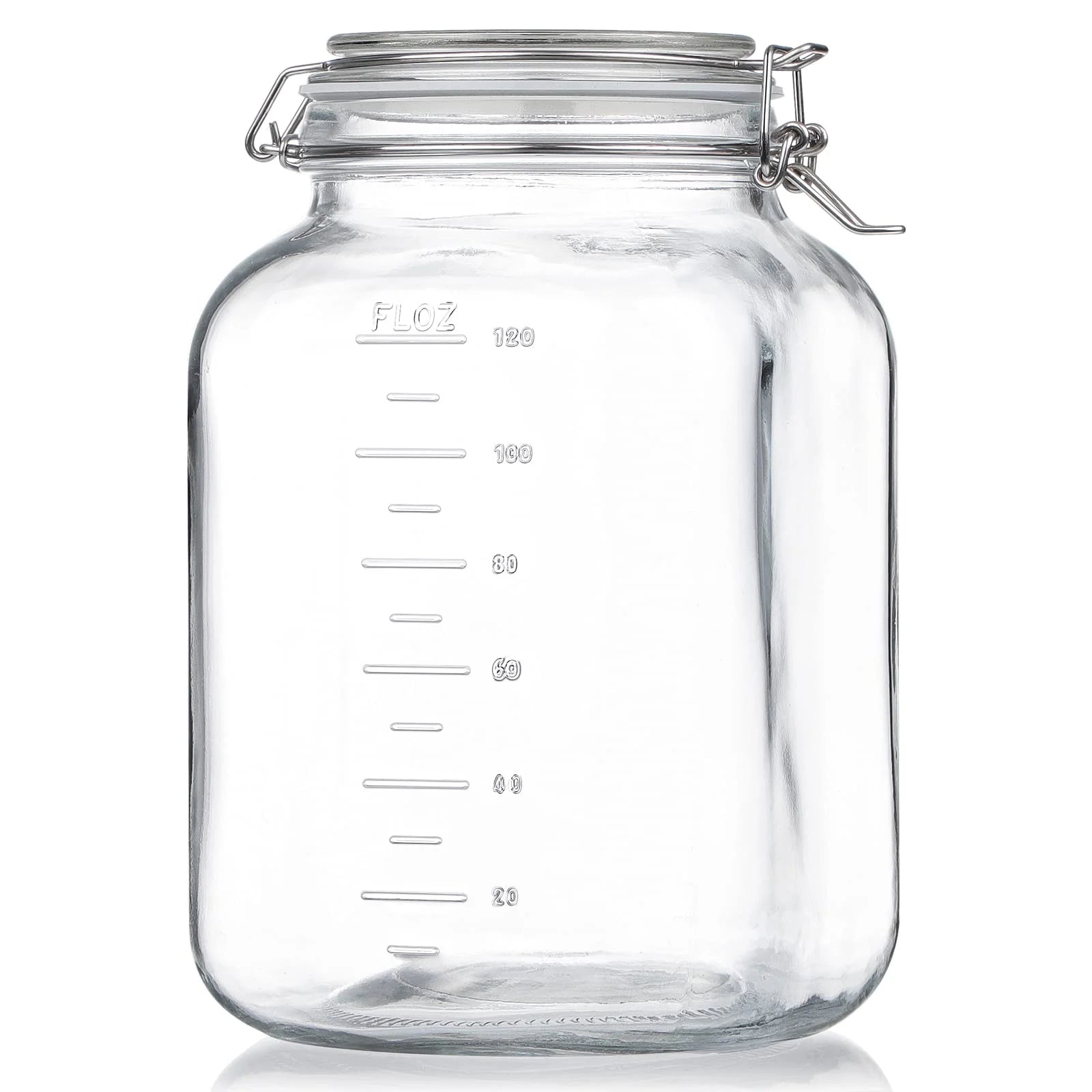 1 Gallon Glass Jar with Lid, Square Wide-Mouth Mason Jars with Airtight Lids Large Capacity 4100 Ml