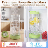 Syntic 2L Glass Pitcher with Glass Handle, Silicone Base & Dual-Pour Design Lid