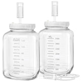 2 Pcs 1 Gallon Square Fermentation Jars with 2 Screw Lids and Scale Mark