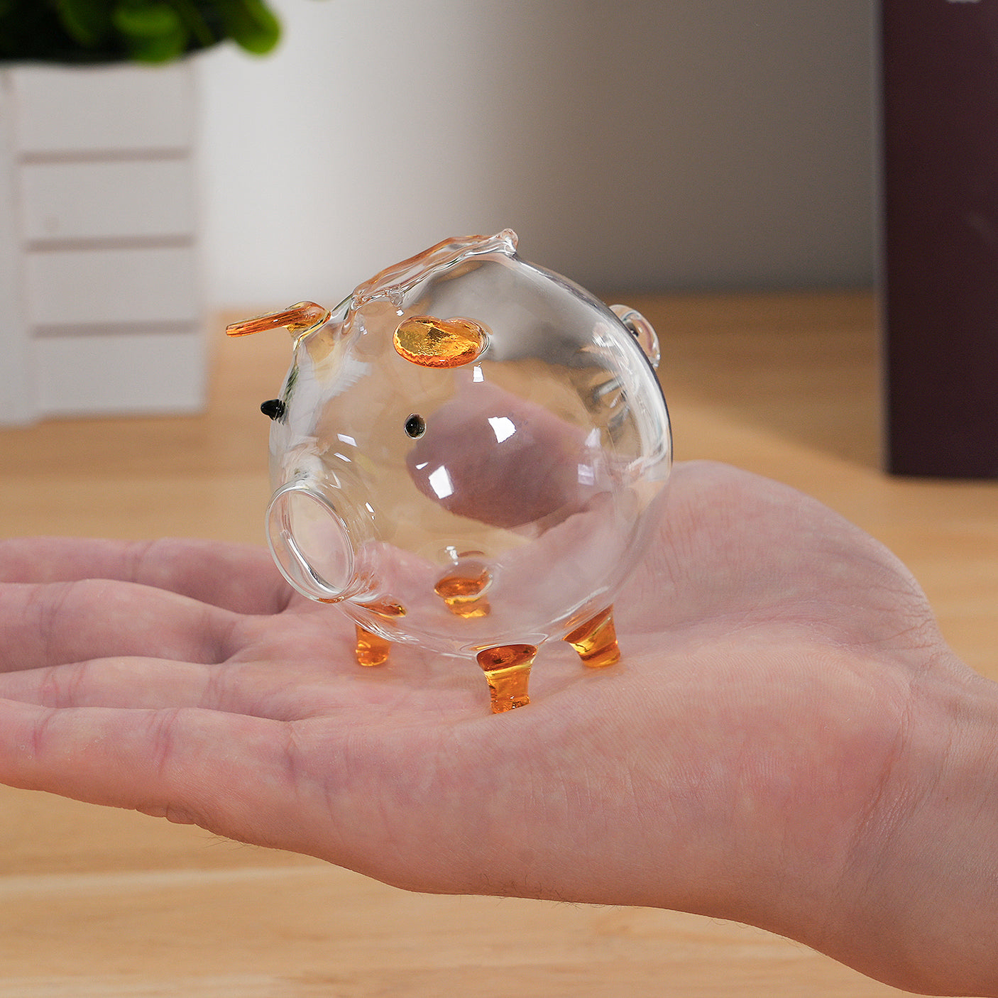 2 Pcs Mini Handmade Glass Piggy Storage Jar