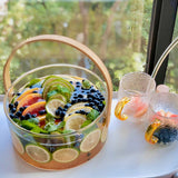 Multipurpose Glass Storage Basket with Bamboo Handle