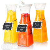 3 Pcs 35 Oz Square Glass Carafe with 4 Lids and 2 Silicone Pour Spouts