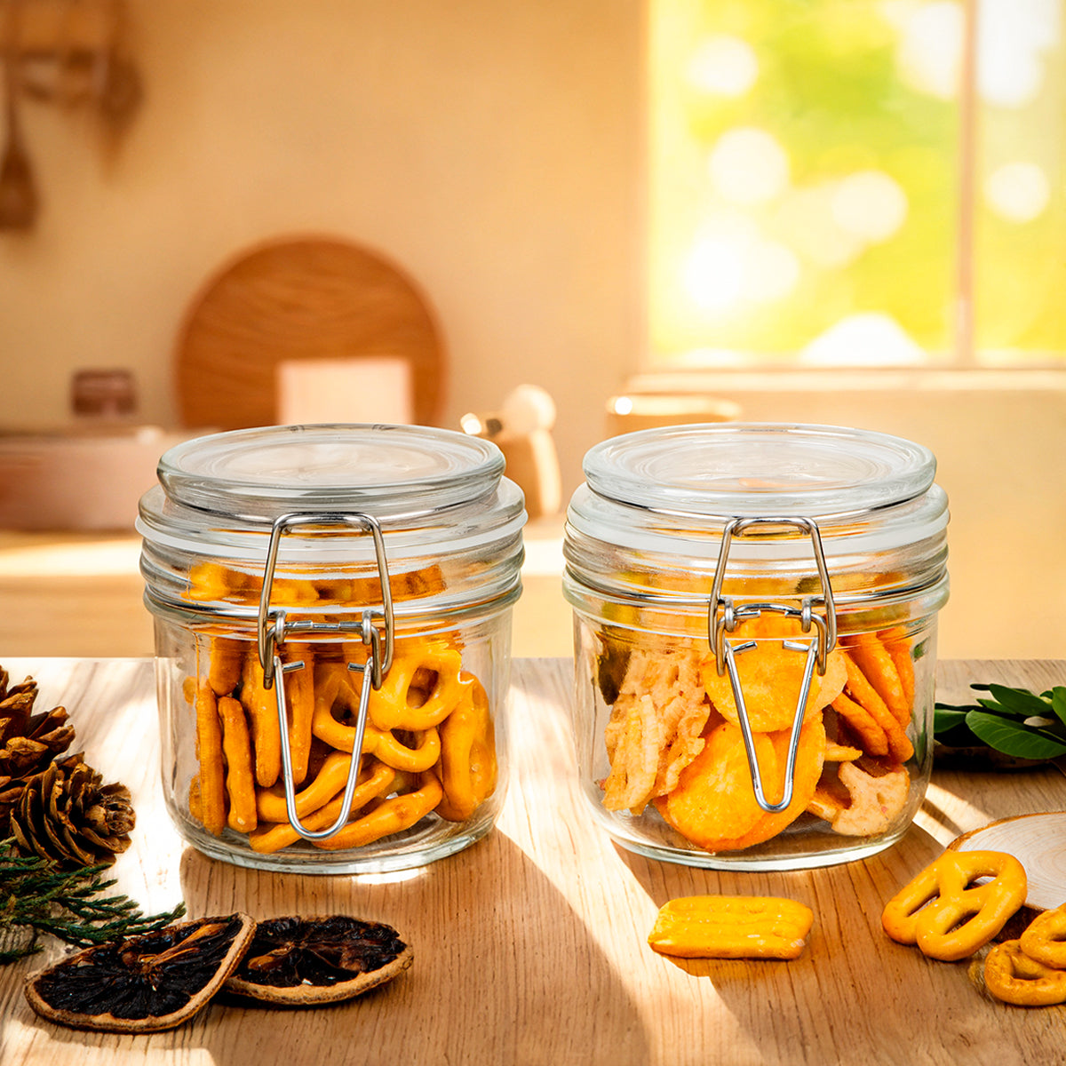 12 Pcs 7 oz Glass Jars with Airtight Hinged Glass Lids