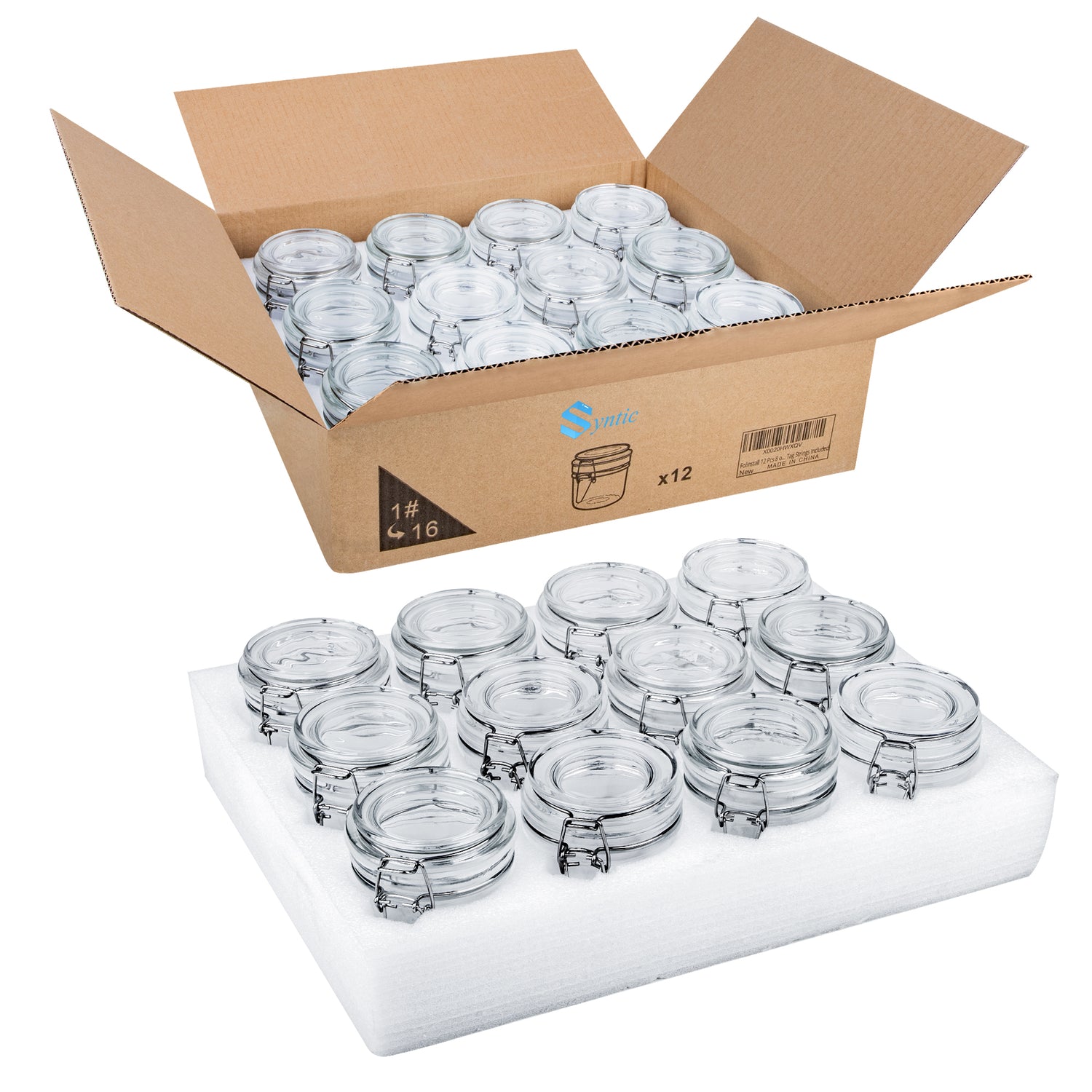 12 Pcs 7 oz Glass Jars with Airtight Hinged Glass Lids