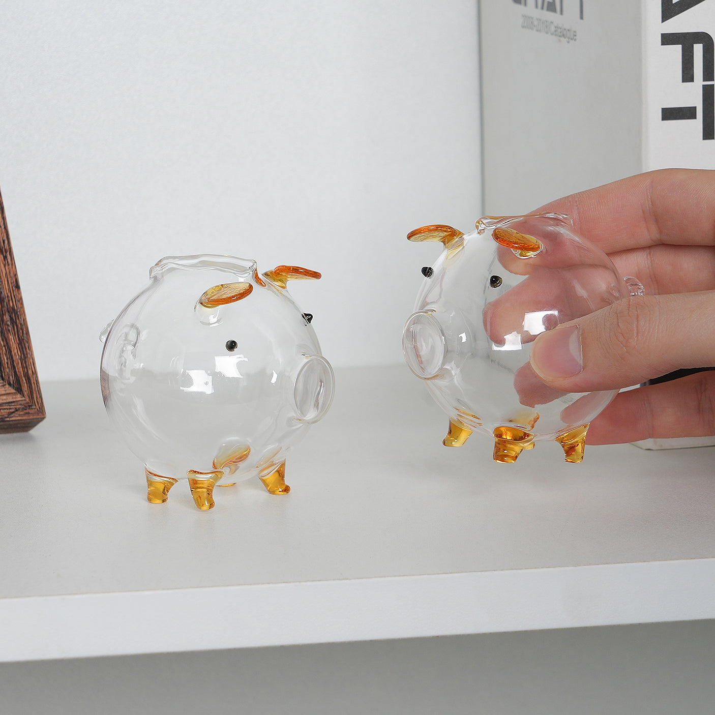 2 Pcs Mini Handmade Glass Piggy Storage Jar