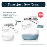 2 Pc 1 Gallon Square Mason Jar with Silicone Anti-slip Cover & Airtight Lid, Steel Removable Handle