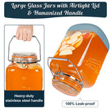 2 Pc 1.5 Gallon Glass Mason Jar with Silicone Anti-slip Cover & Airtight Glass Lid, Steel Removable Handle
