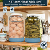 2 Pc 1.5 Gallon Storage Mason Jar with Silicone Anti-slip Cover & Airtight Lid, Steel Removable Handle