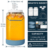 2 Pc 1.5 Gallon Fermentation Mason Jar with Silicone Anti-slip Cover & Airlocks, Steel Removable Handle