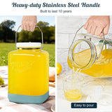 2 Pc 2 Gallon Fermentation Mason Jar with Blue Silicone Anti-slip Cover & Airlocks, Steel Removable Handle