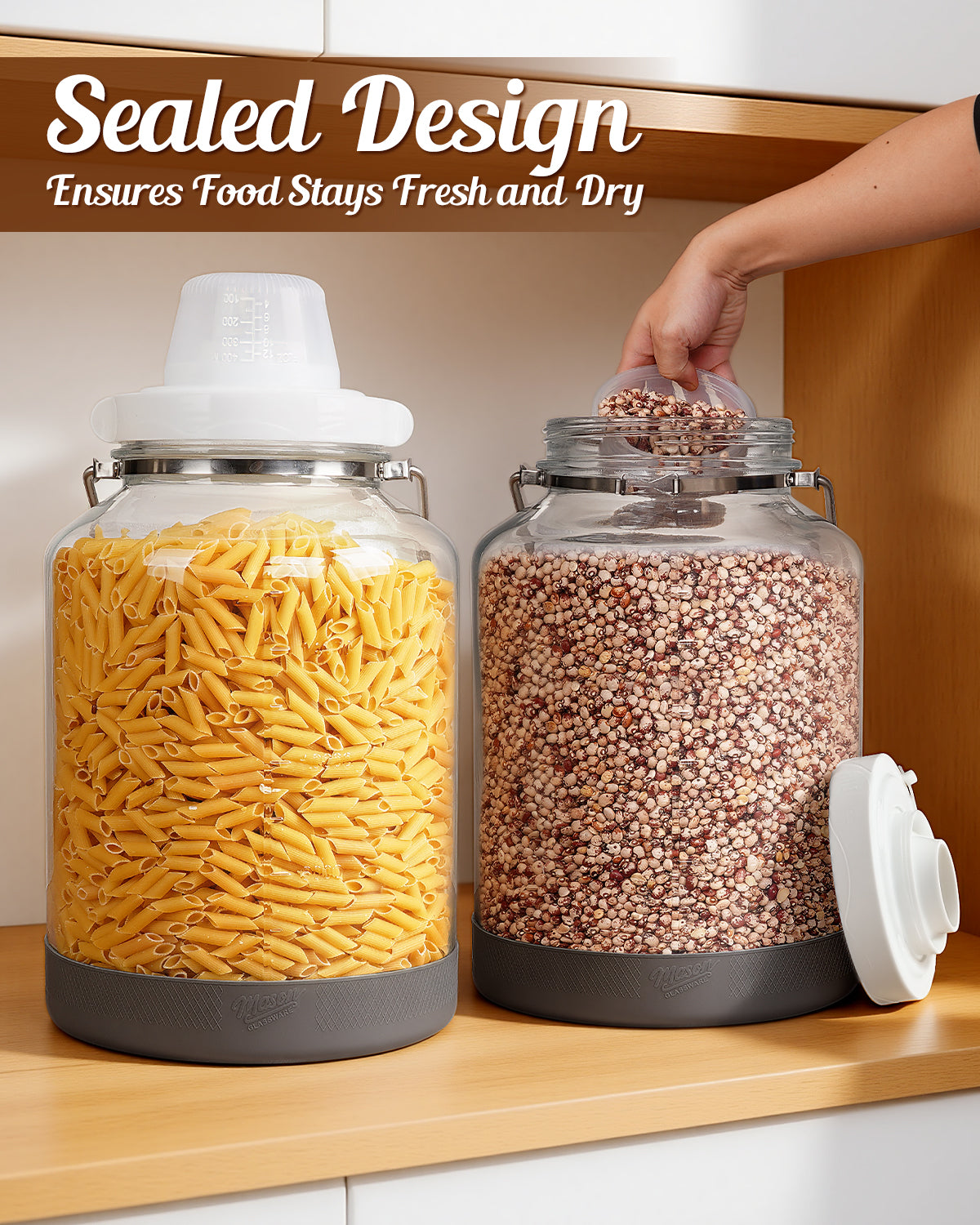 5 Gallon Super Large Fermentation Glass Jar with Handle, Silicone Anti-slip Cover, Airlocks