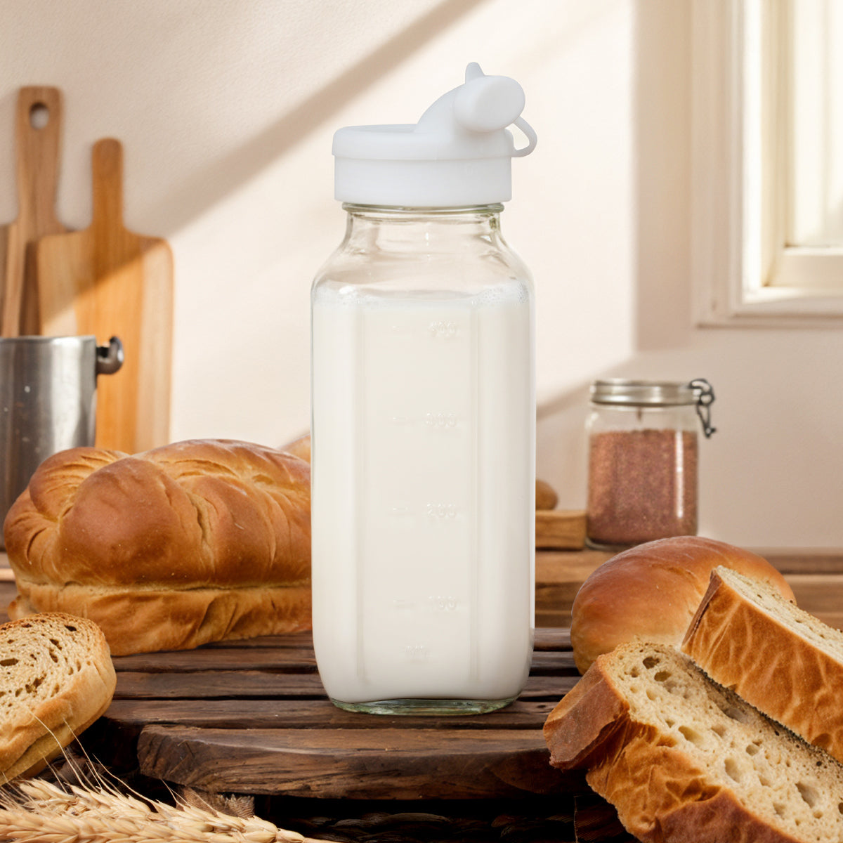 16 Oz Glass Bottle With Scale Mark and Free Pour Spout