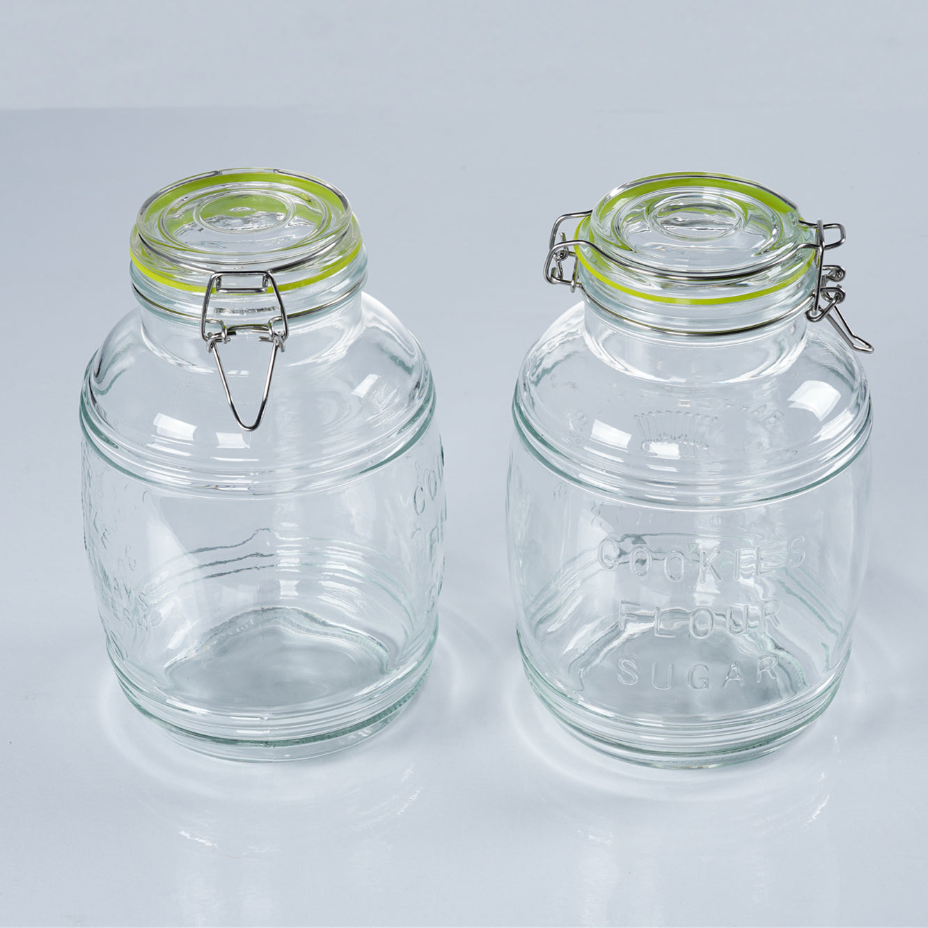 2 Pcs 98 oz Retro Barrel Style Glass Jars(Hinged Lids)