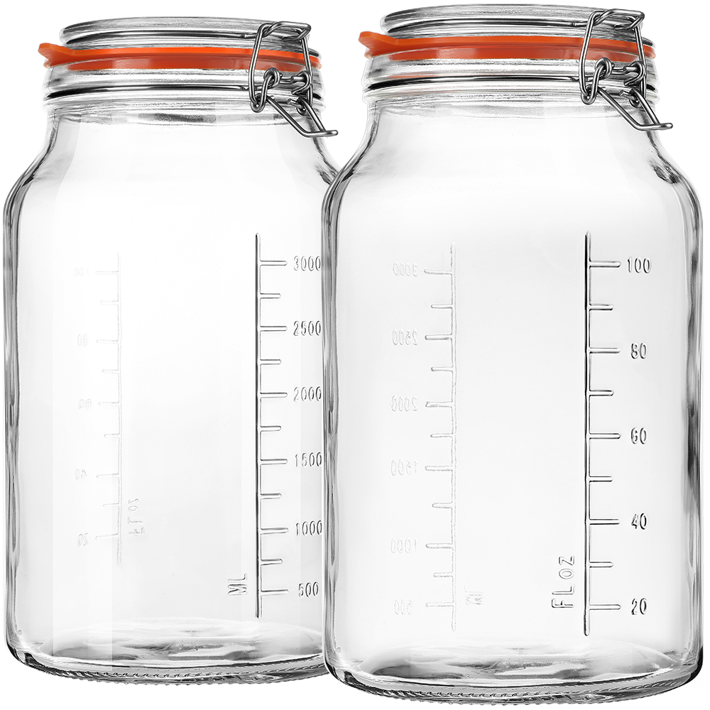 Syntic 138 oz Wide Mouth Mason Jars w Airtight Hinged Lids, volume Mark(Set of 2)