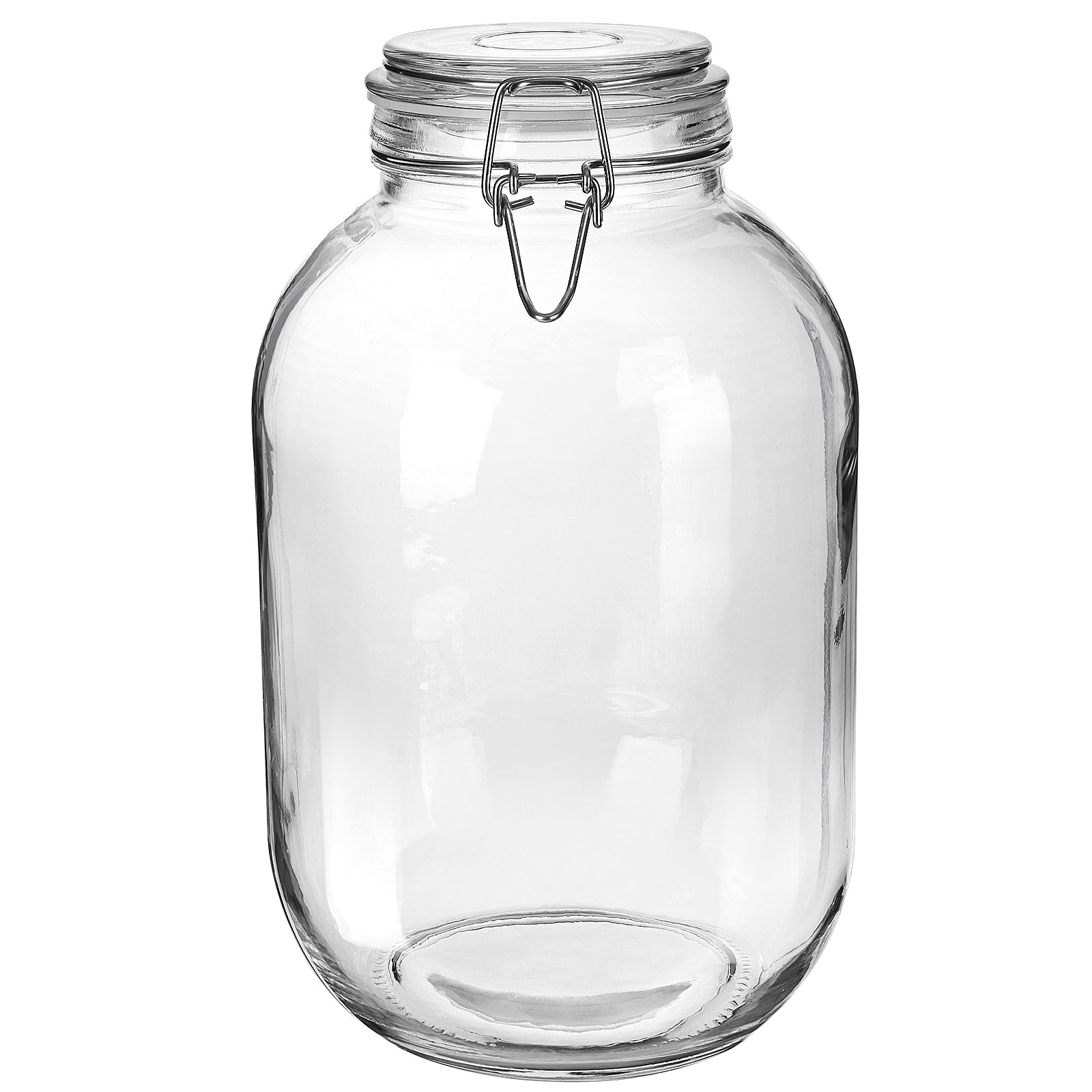 1 Gallon Round Glass Jar with Airtight Hinged Lid(Extra 1 Gasket)