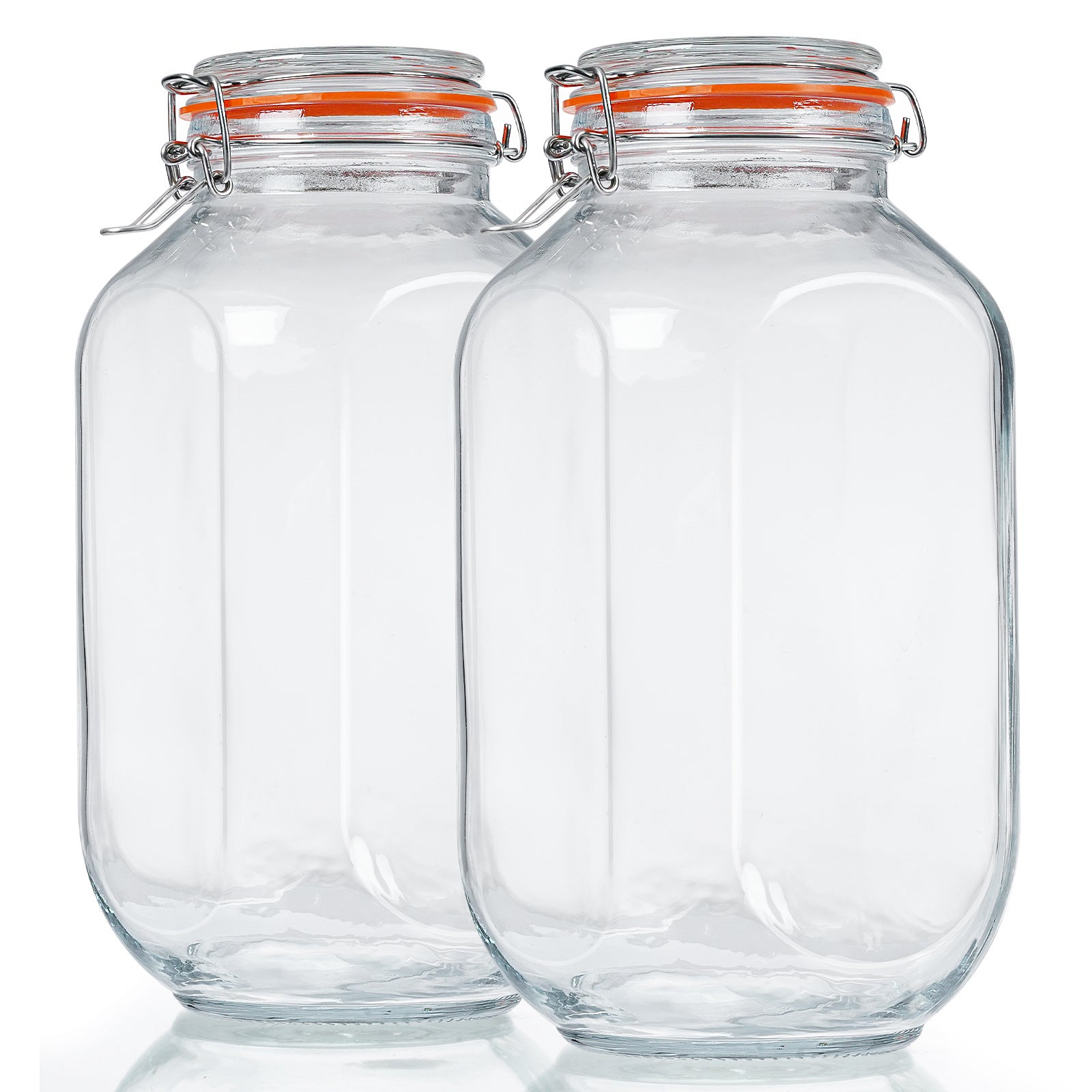 2 Pcs 1 Gallon Square Glass Jars(Extra Gasket)