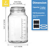 2 Pcs 1 Gallon Super Wide Mouth Glass Jar(Free Labels)