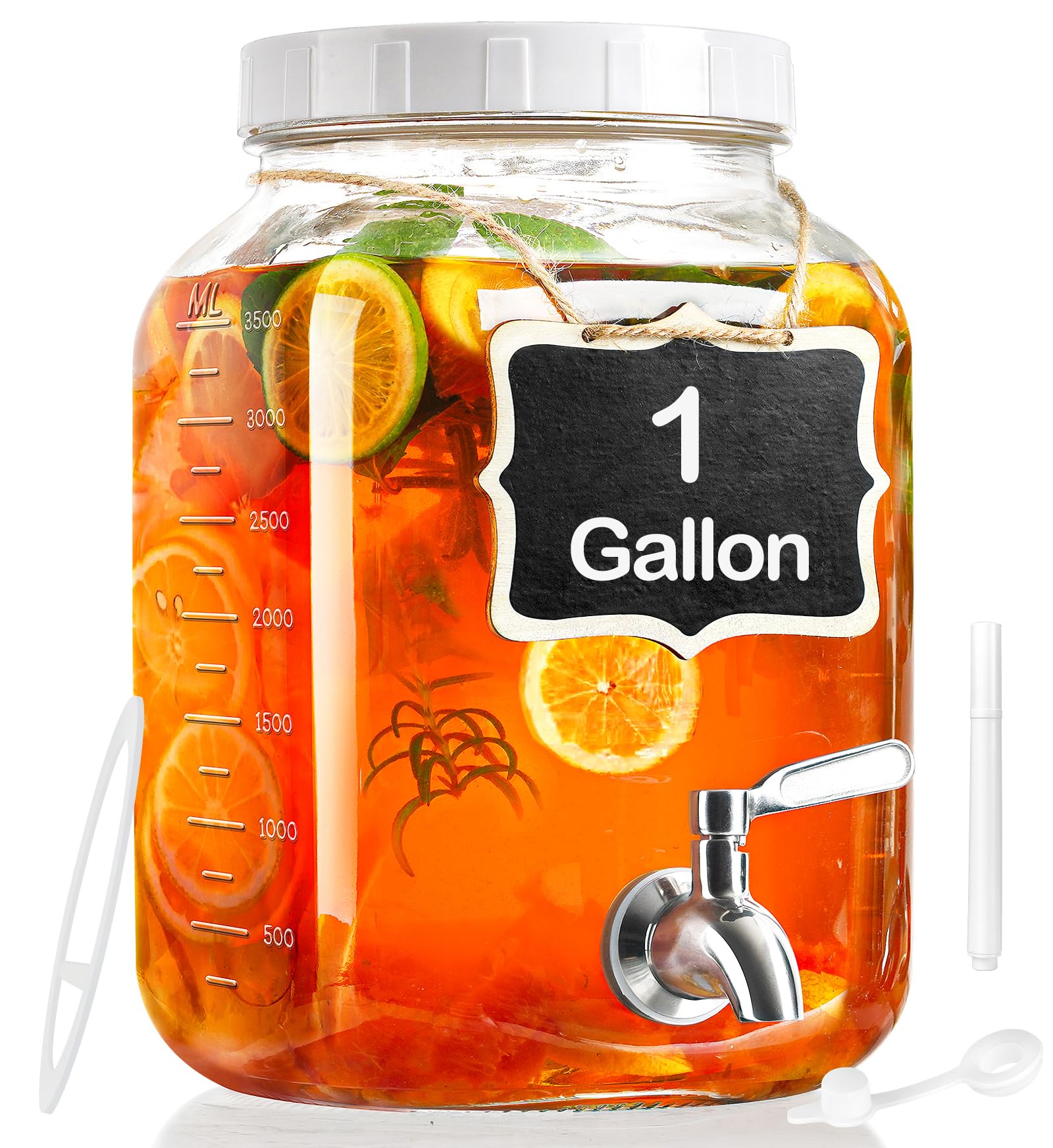 1 Gallon Drinks Dispenser Square Glass Jar