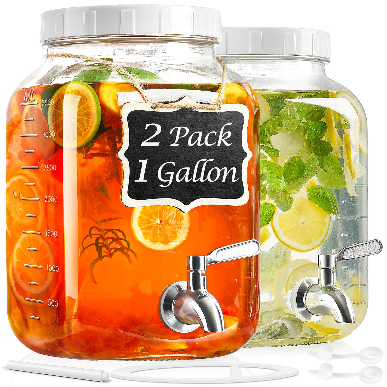 1 Gallon Drinks Dispenser Square Glass Jar