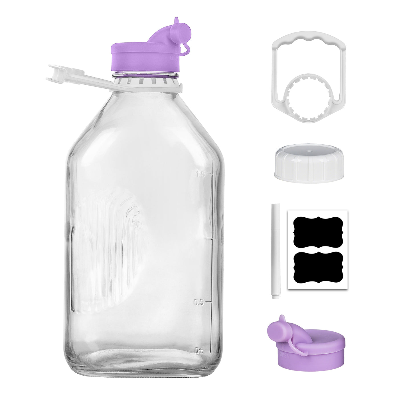 64 Oz Glass Bottle & Jar with Airtight Screw Lid & Pour Spout