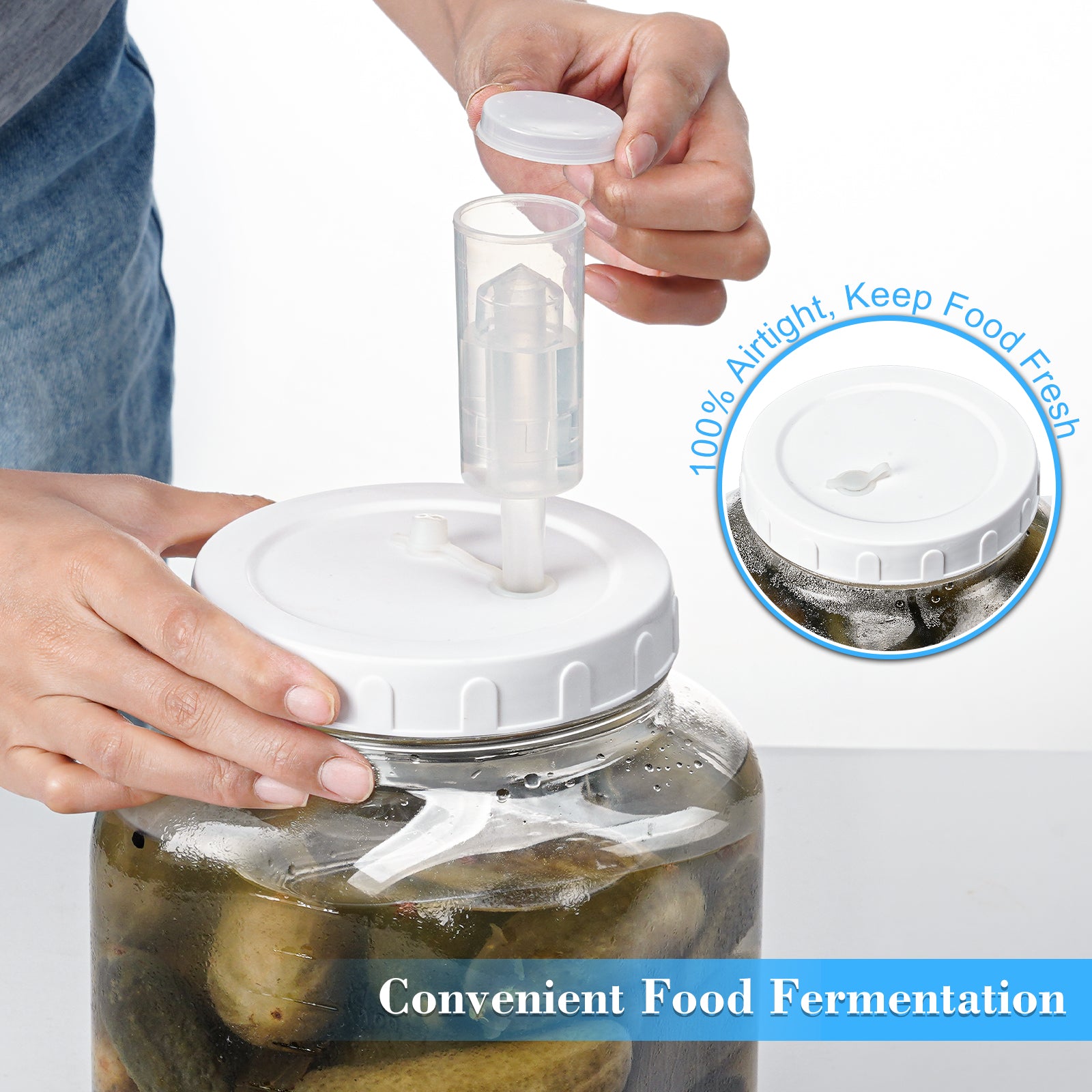 2 Pack 1.1 Gallon Syntic Glass Fermentation Jars with Air Lock, Fermenting Jar for Pickling Kimchi 142 oz Clear