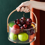 Multipurpose Glass Storage Basket with Bamboo Handle