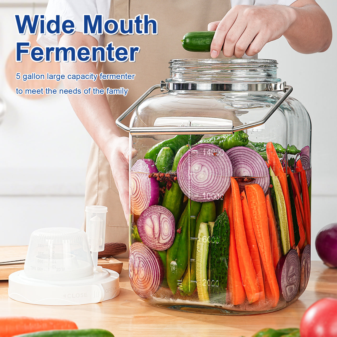 5 Gallon Super Large Fermentation Jars with 2 Airlocks and Stainless Handles