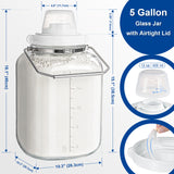 5 Gallon Wide Mouth Square Storage Glass Jar with Airtight Lid and Stainless Steel Handle
