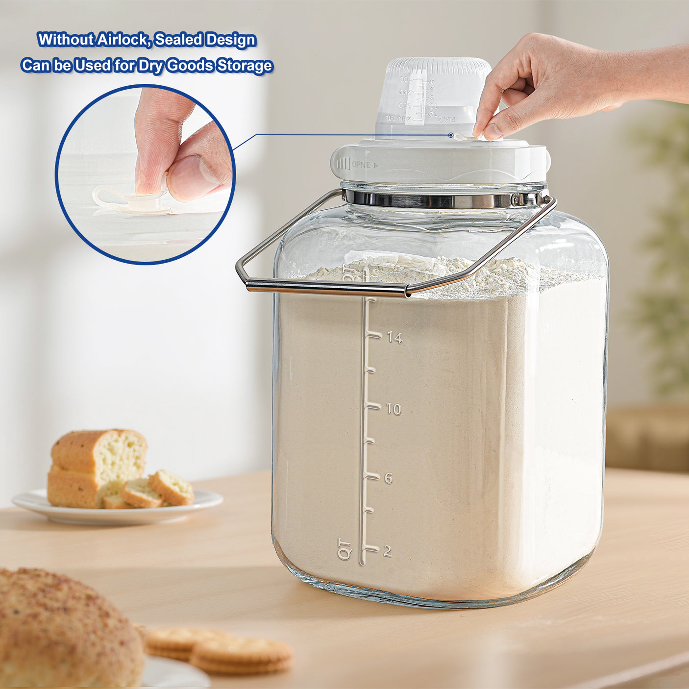 5 Gallon Super Large Fermentation Jars with 2 Airlocks and Stainless Handles