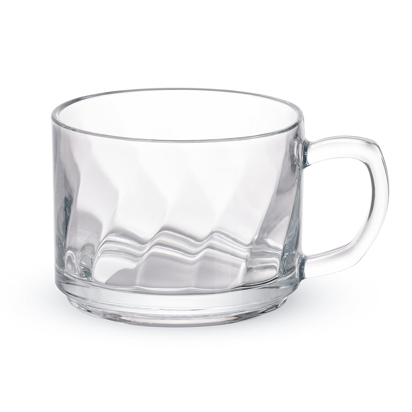 17 oz(500ML) Twisted Wave Design Crystal Glass Bowl & Mug with Handle