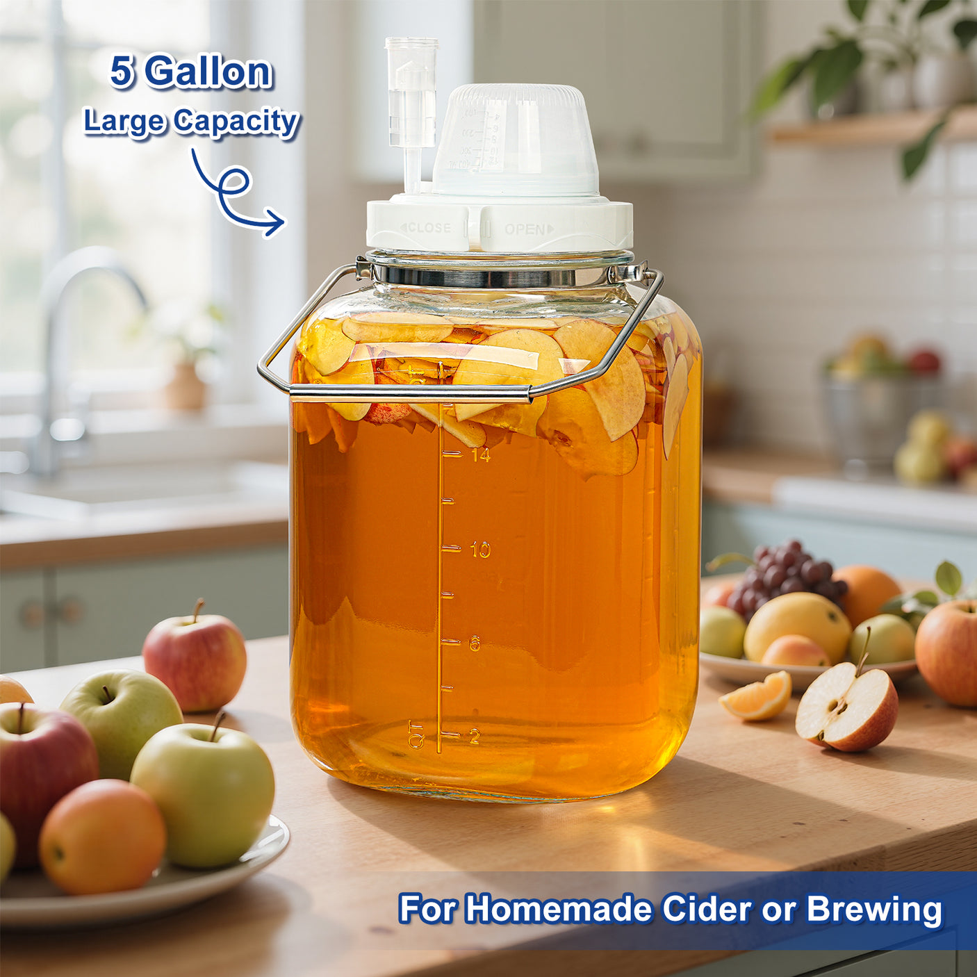 5 Gallon Super Large Fermentation Jars with 2 Airlocks and Stainless Handles