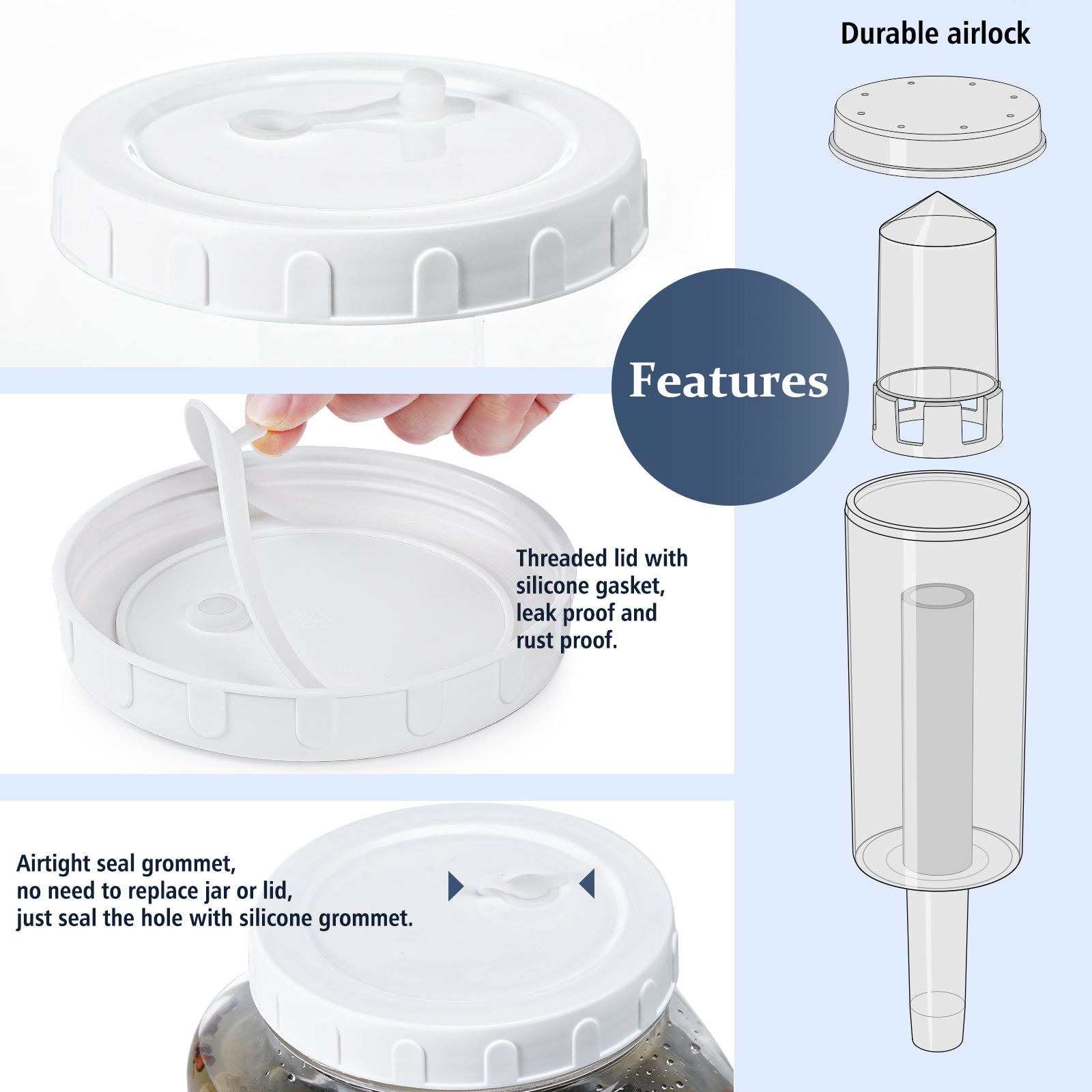 1 Gallon Square Fermentation Jar(2 Airlocks and 1 Screw Lid)