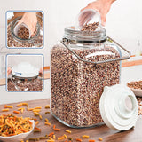 5 Gallon Wide Mouth Square Storage Glass Jar with Airtight Lid and Stainless Steel Handle