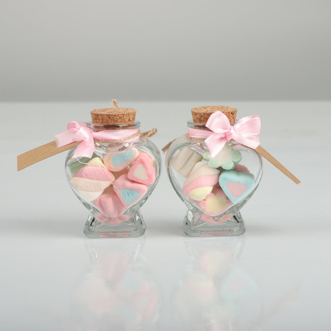 20 Pcs Heart Shaped Spell DIY Gift Jars with corks top