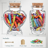 20 Pcs Heart Shaped Spell DIY Gift Jars with corks top