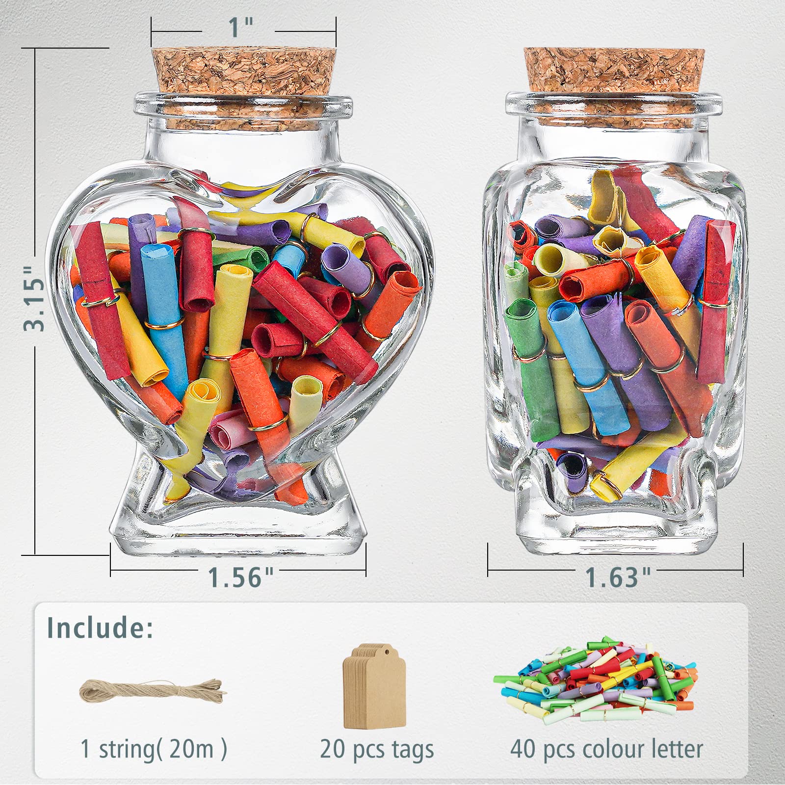 20 Pcs Heart Shaped Spell Jars