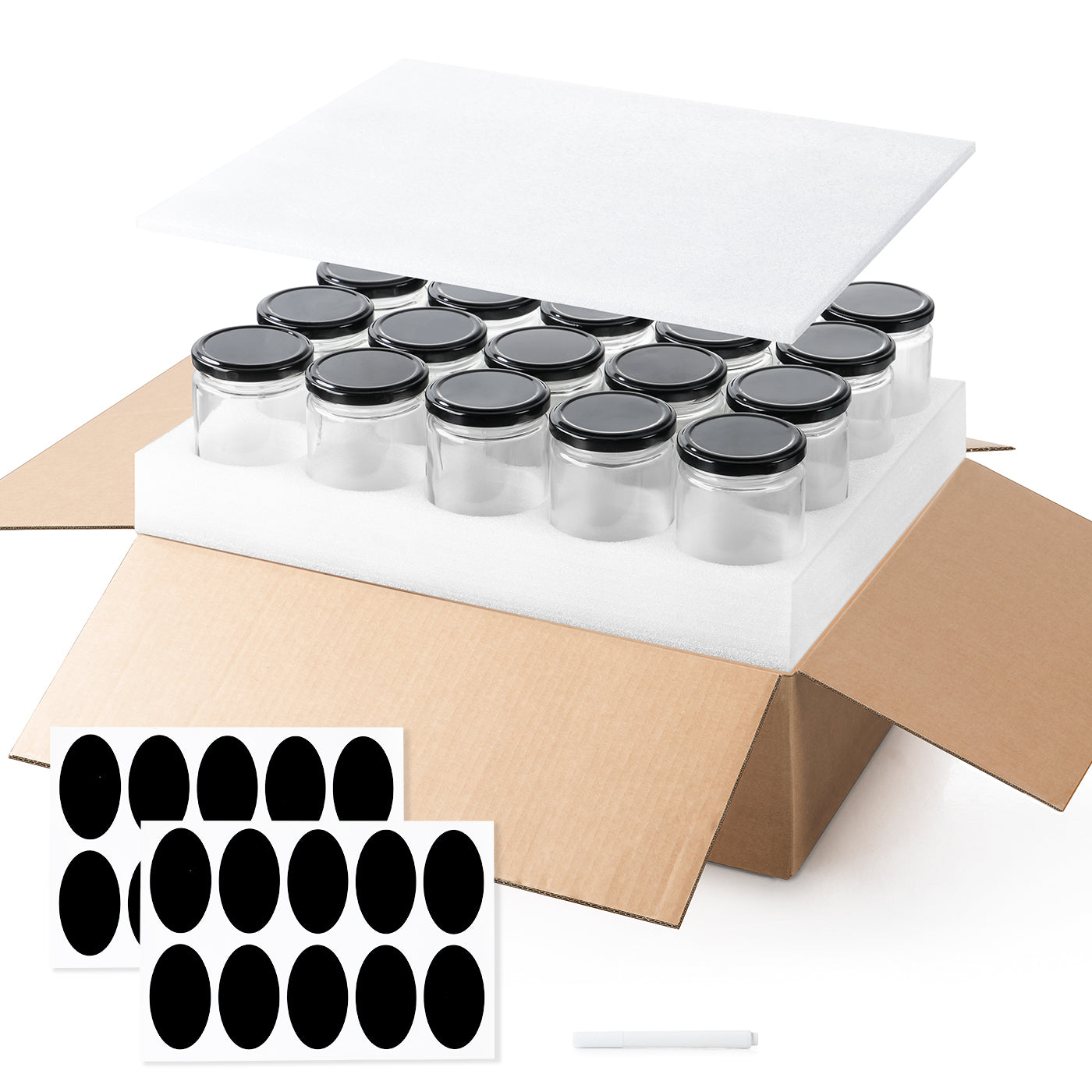 20 Pcs 12 oz Mason Jars with Airtight Metal Lid