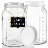 2 Pcs 1 Gallon Round Glass Jar with Airtight Screw Lid