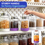 Syntic 2 Pc 1.5 Gallon Glass Jars with Airtight Metal Lid, Removable Handle & Silicone Sleeve