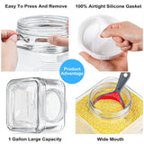 2 Pcs 1 Gallon Square Glass Jar with Airtight Scerw Lids