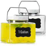 2 Pcs 1 Gallon Square Glass Jar with Airtight Scerw Lids