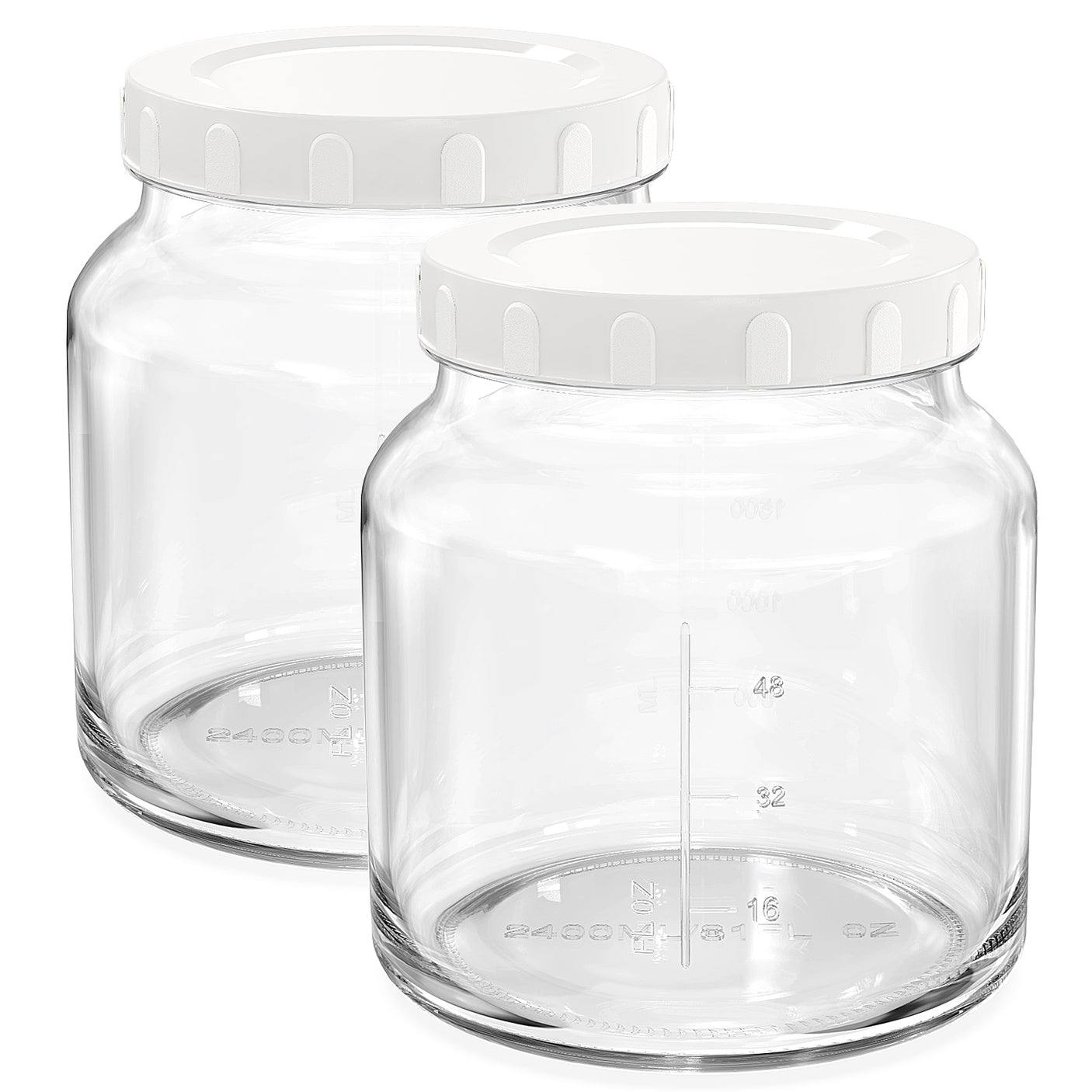 2 Pcs 79 Oz (0.6 Gallon) Round Glass Jars with Airtight Screw Lids