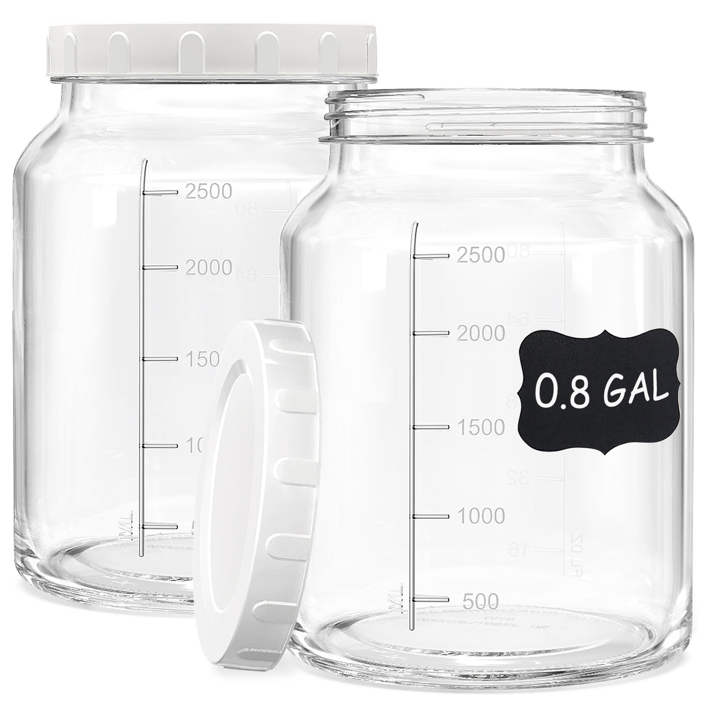 2 Pcs 0.8 Gallon Round Glass Jars with Airtight Screw Lids