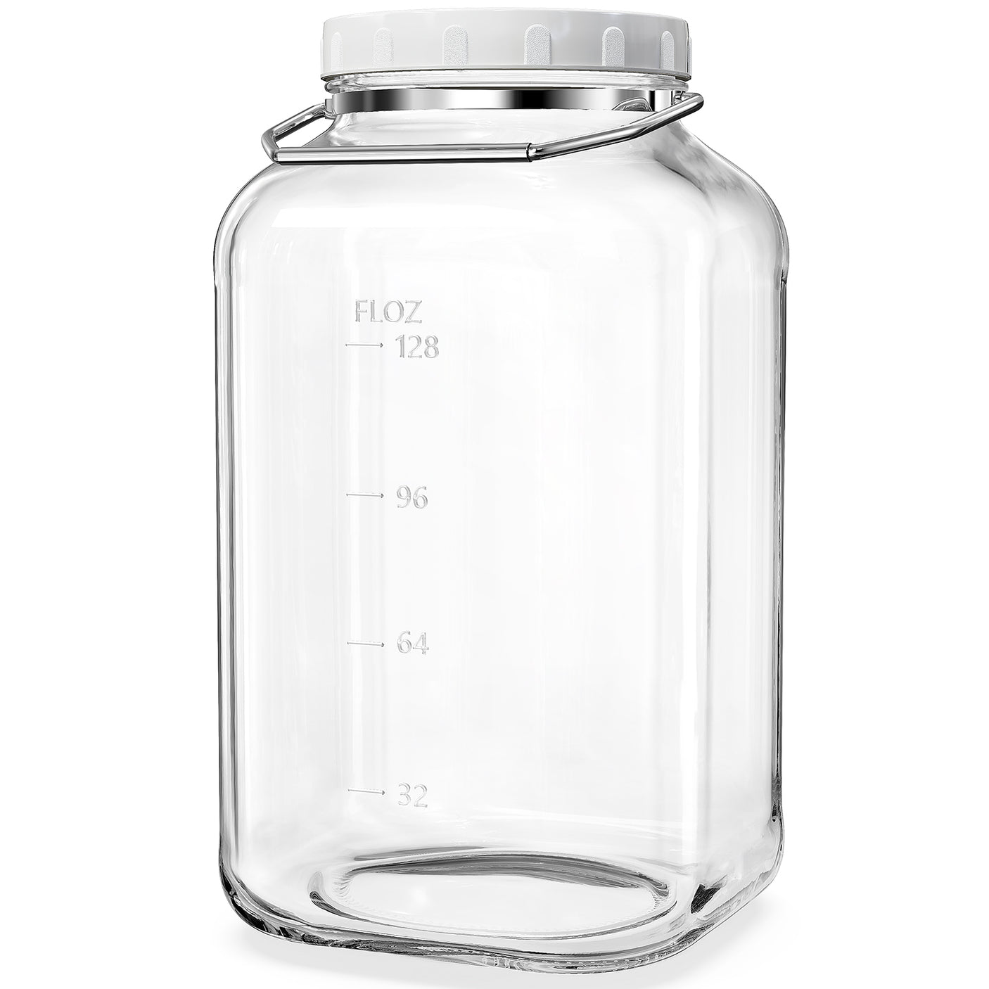 1 Pc 1.5 Gallon Square Glass Jar with Removable Handles & Airtight Screw Lids