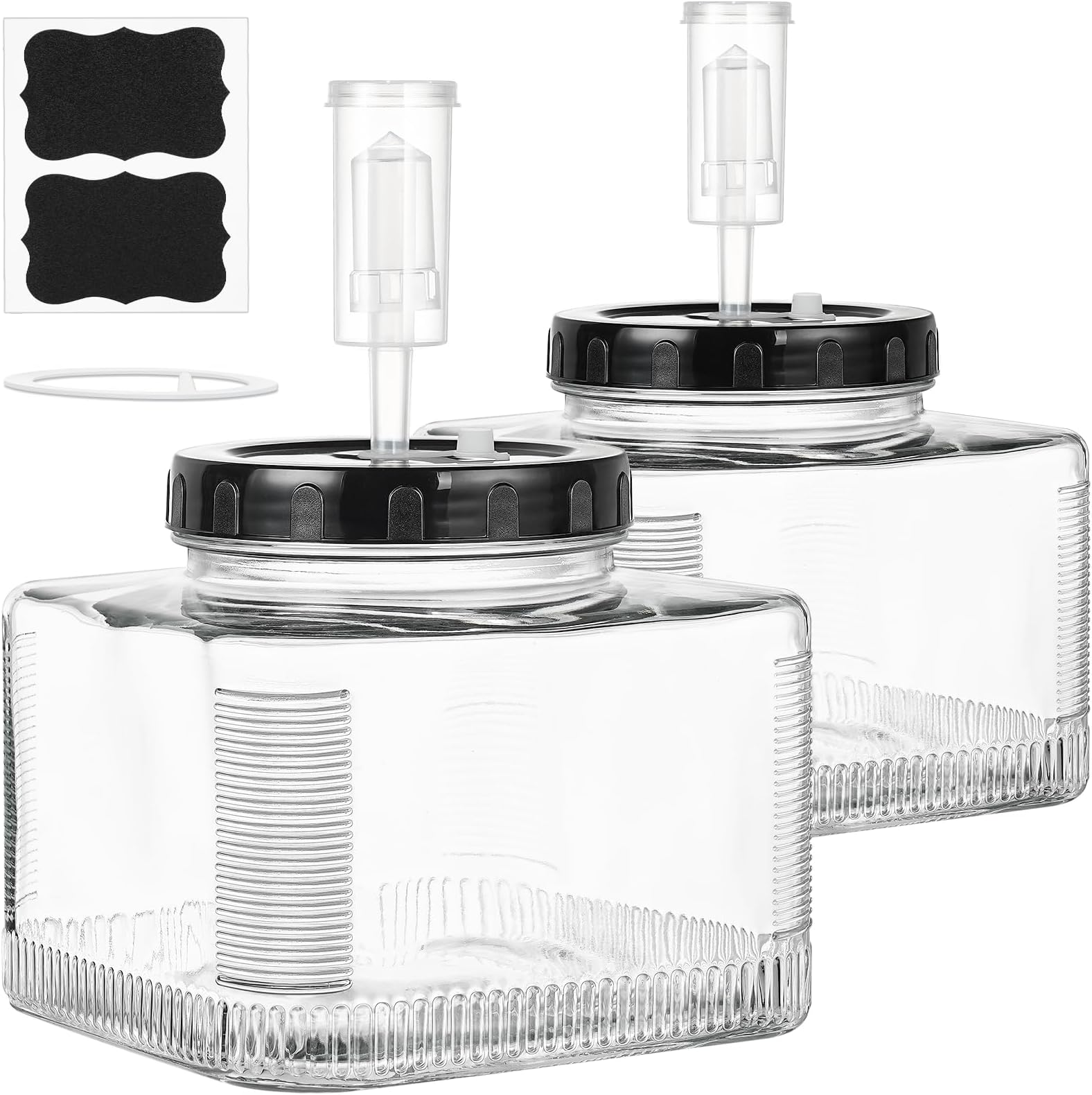 2 Pack 1 Gallon Wide Mouth Fermentation Jars with Screw Lid