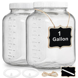 2 Pcs 1 Gallon Wide Mouth Glass Jar(Extra 2 Gaskets)